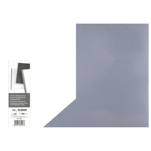 Korice za spiralni uvez 180my pvc A3 pk100 gbc cf121880 prozirne (559)