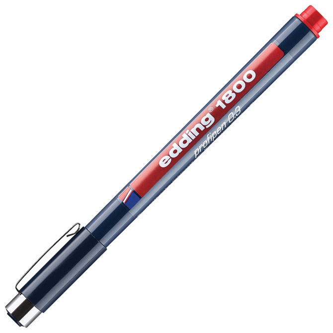 Flomaster za tehničko crtanje profipen 0,3mm edding 1800 crveni (600)