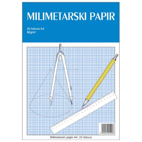 Teka-milimetarski blok A4 25 listova za tehničko crtanje educa (810)