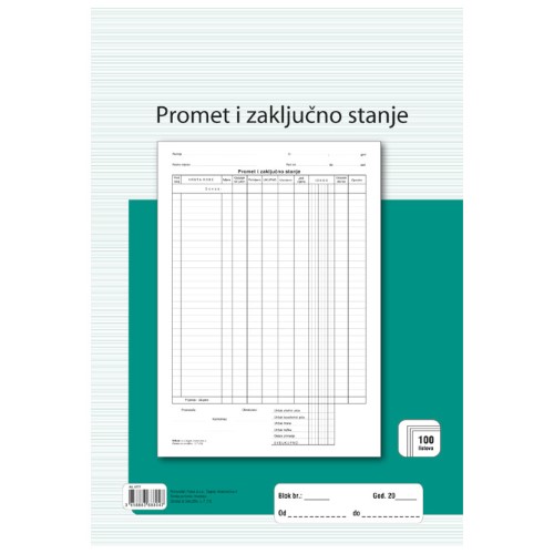 Obrazac l-7 promet i zaključno stanje A4 (817)