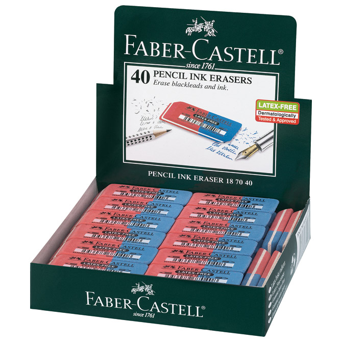 Gumica kaučuk tinta/grafit 7070-40 faber castell 187040 crvena-PLava-komad (1180)