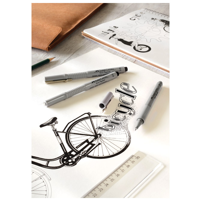 Flomaster za tehničko crtanje pk4 ecco pigment faber castell 166004 crni blister (1262)