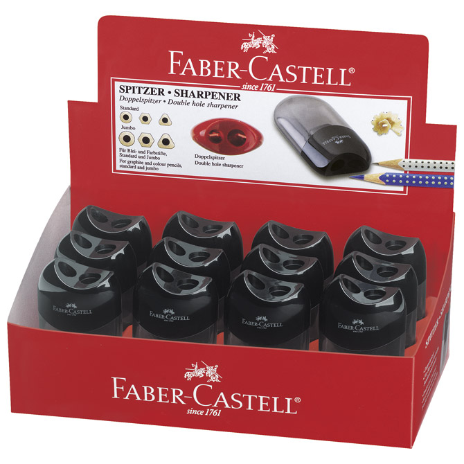 Šiljilo pvc s pvc kutijom 2rupe faber castell 183500 crno (1663)
