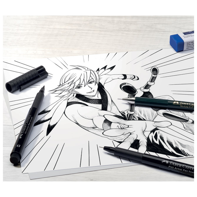Flomaster pitt artist manga black set pk4 faber castell 167132 crni blister (1872)