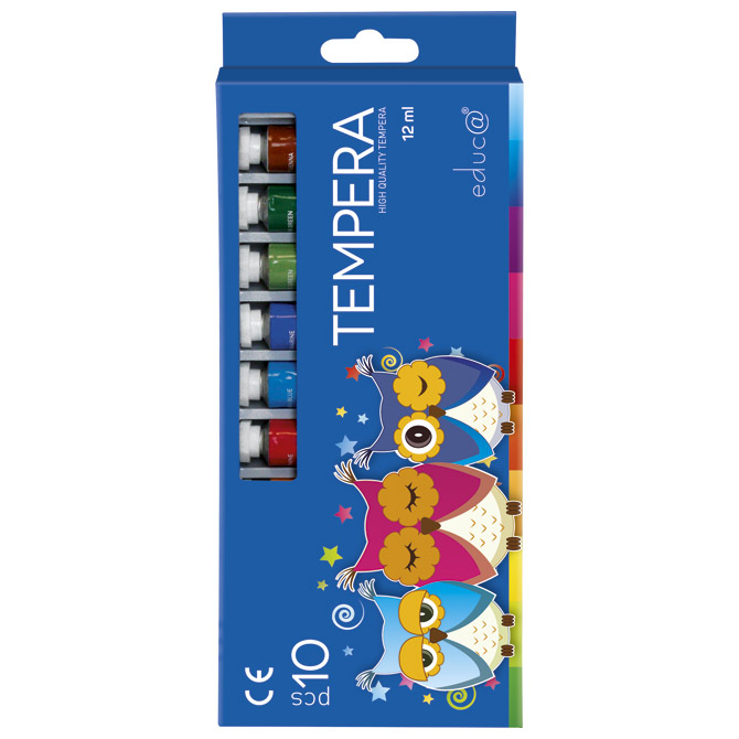 Boja tempera 12ml aluminijska tuba 10boja/karton educa blister (3468)