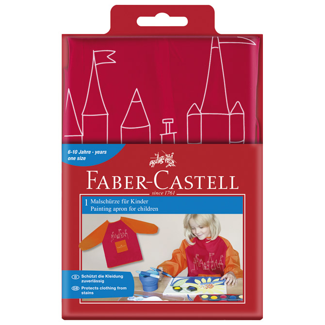 Pregača za likovni s rukavima 43x57cm faber castell 201204 crvena blister (3598)