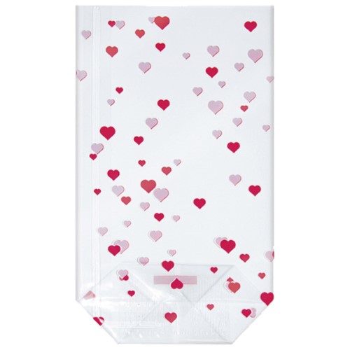 Vrećice ukrasne celofan 11,5x19 cm sa srcima pk10 heyda 20-30892 40 prozirne (3868)