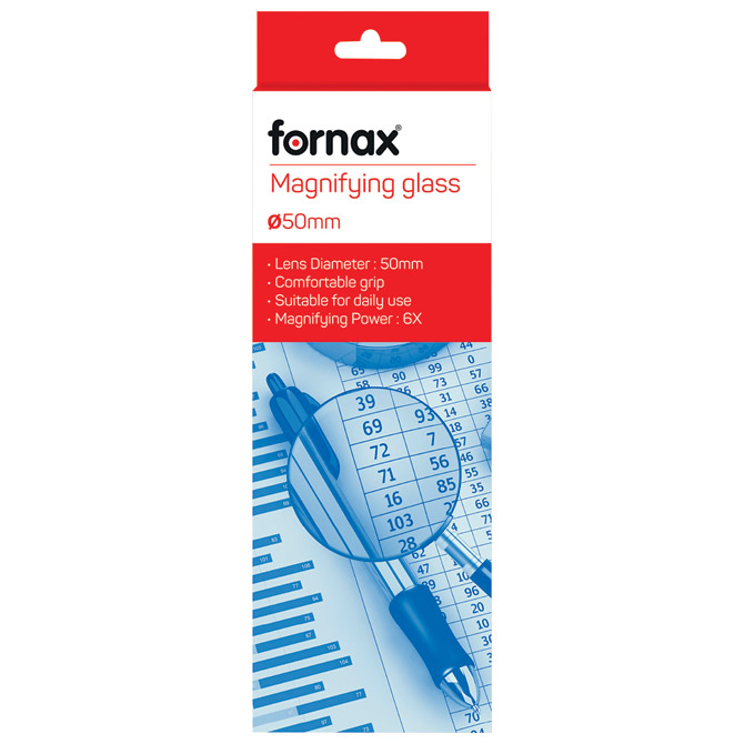 Povećalo 6x-fi 50mm metalno fornax crno-srebrno blister (3998)