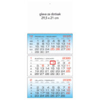 KALENDAR ZIDNI TRODIJELNI 2026.-3 BLOKA, PREKLOPNI