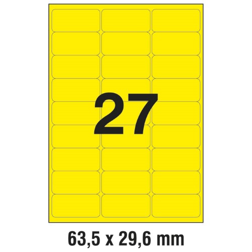 ETIKETE LK 63.5x29.6mm pk25L ZWECKFORM L6004-25 NEON ŽUTE (4518)