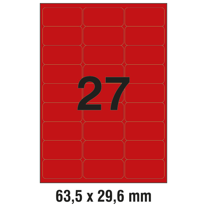 Etikete LK 63.5x29.6mm pk25L Zweckform L6003-25 crvene (4774)