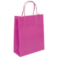 Vrećice ukrasne natron 26x35x12 cm pletena ručka pk50 duga roze (5313)