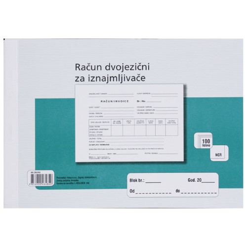Obrazac l-rdvj a5/ncr- račun dvojezični za iznajmljivače (5664)
