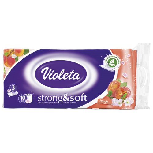 WC papir Teta Violeta toaletna rola troslojna STRONG & SOFT breskva pk10 rola