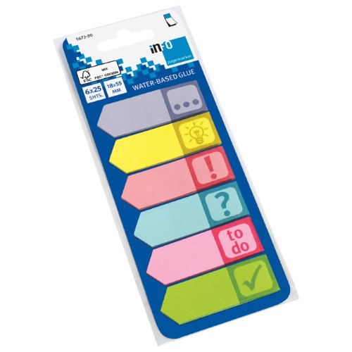 Zastavica 18x55mm 6bojax25l strelice sa znakovima papir global notes 5672-90 sort blister (6166)