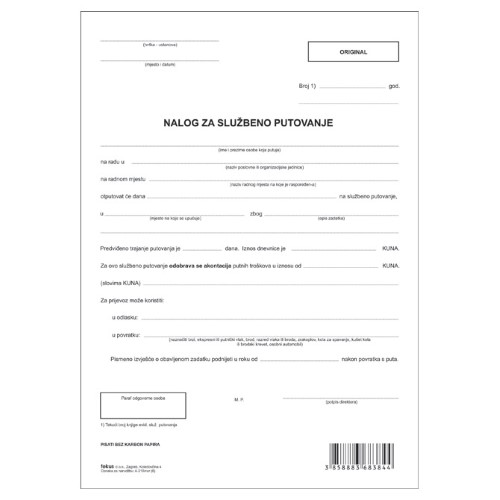 Obrazac a-210/ncr putni nalog (6503)