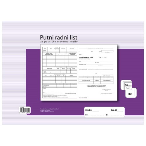 Obrazac f-26/ncr putni radni list za teretno motorno vozilo (6627)
