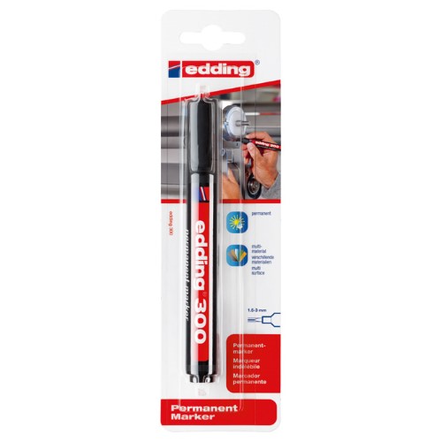 Marker permanentni 1,5-3mm okrugli vrh edding 300/1 crni blister (6725)