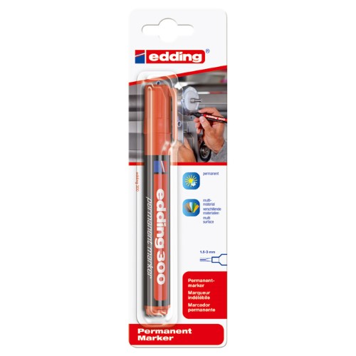 Marker permanentni 1,5-3mm okrugli vrh edding 300/1 crveni blister (6726)