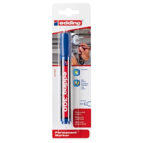 Marker permanentni 1,5-3mm okrugli vrh edding 300/1 plavi blister (6727)