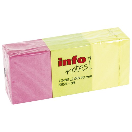 Blok samoljepljiv 40x50mm 12x80l global notes 5653-39 neon sortirano (7186)