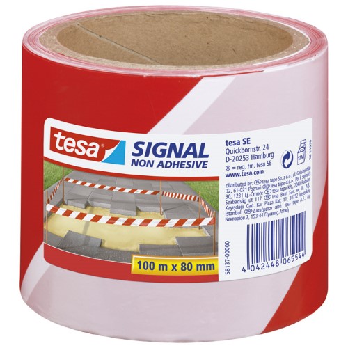 Traka za označavanje 80mm/100m polietilen tesa 58137 bijelo-crvena (7447)