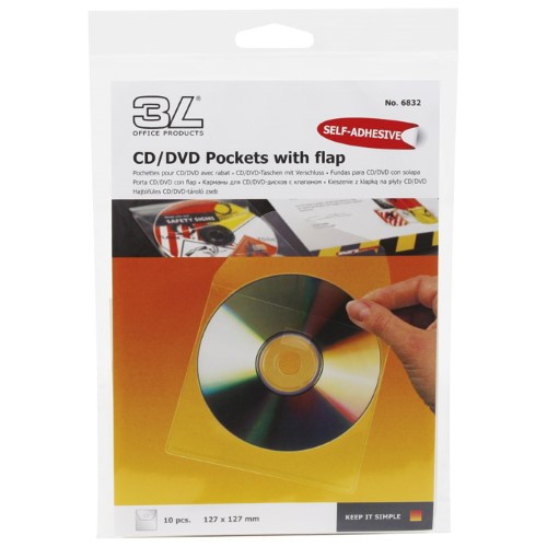 Etui za 1 cd pp samoljepljiv s klapom pk10 3l,(djois)6832-10 blister (7545)