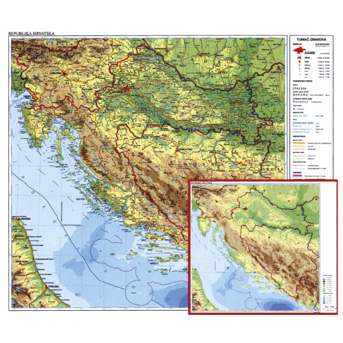 Karta hrvatske 56x49cm plastificirana obostrana trsat (7739)