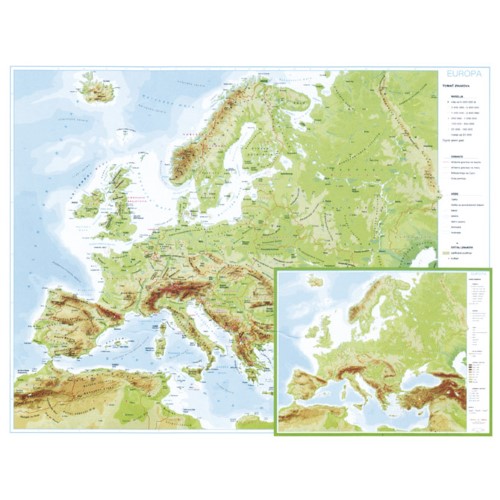 Karta europe 56x49cm plastificirana obostrana trsat (7790)
