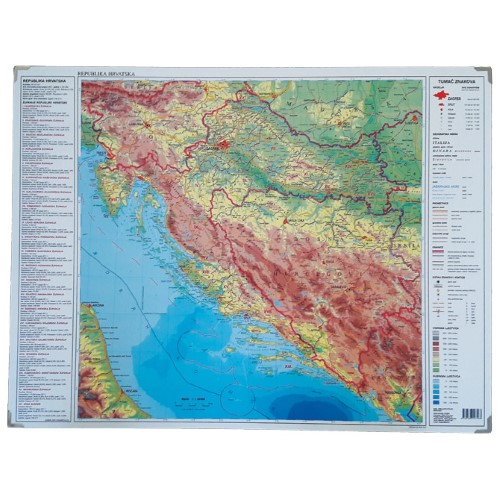 Mapa stolna hrvatske obostrana 64x49cm plastificirana trsat (8548)