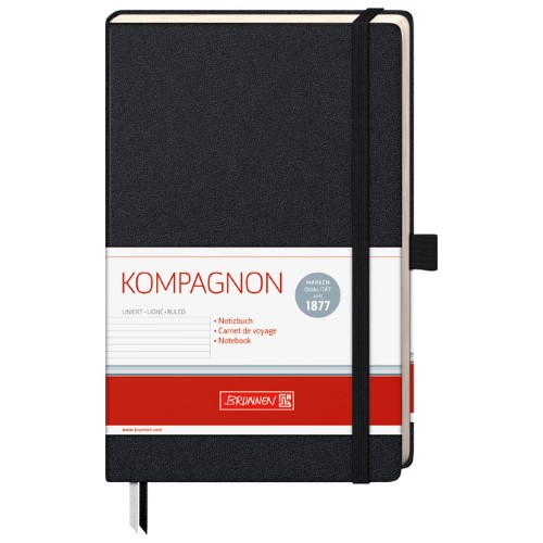 Notes A5 crte 96l 80g šamoa s gumicom kompagnon brunnen 10-55227 05 crni (8618)