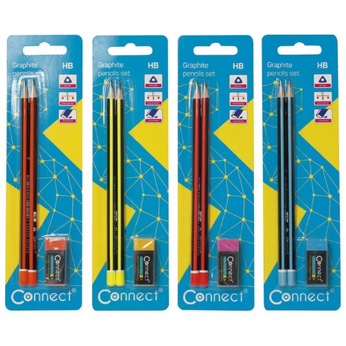 Olovka grafitna hb trokutasta pk2 plus gumica connect blister (8960)