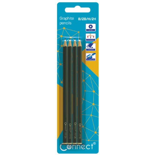 Olovka grafitna b 2b h 2h 777 pk4 connect blister (9071)