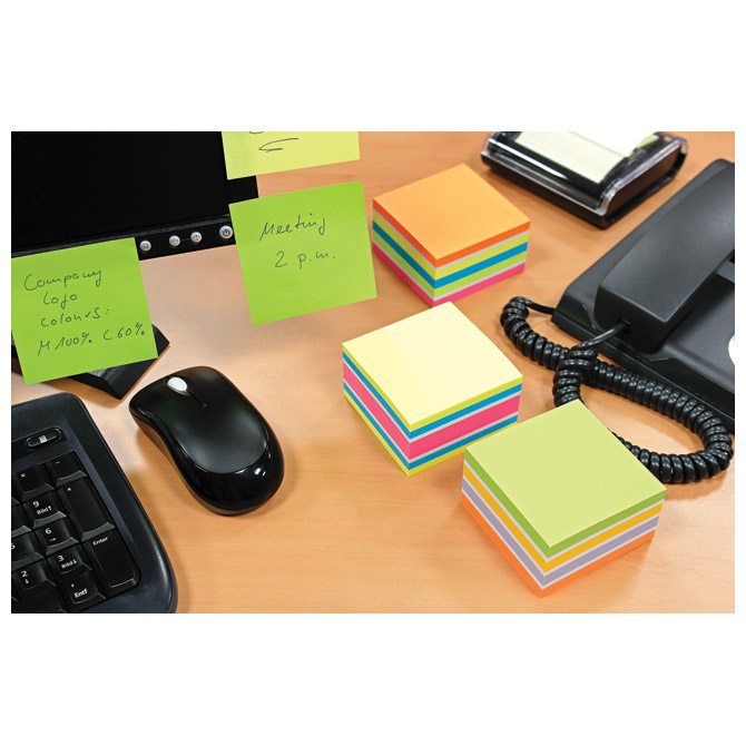 Blok samoljepljiv kocka 75x75mm 450l brilliant global notes 5654-51 sortirano (9115)