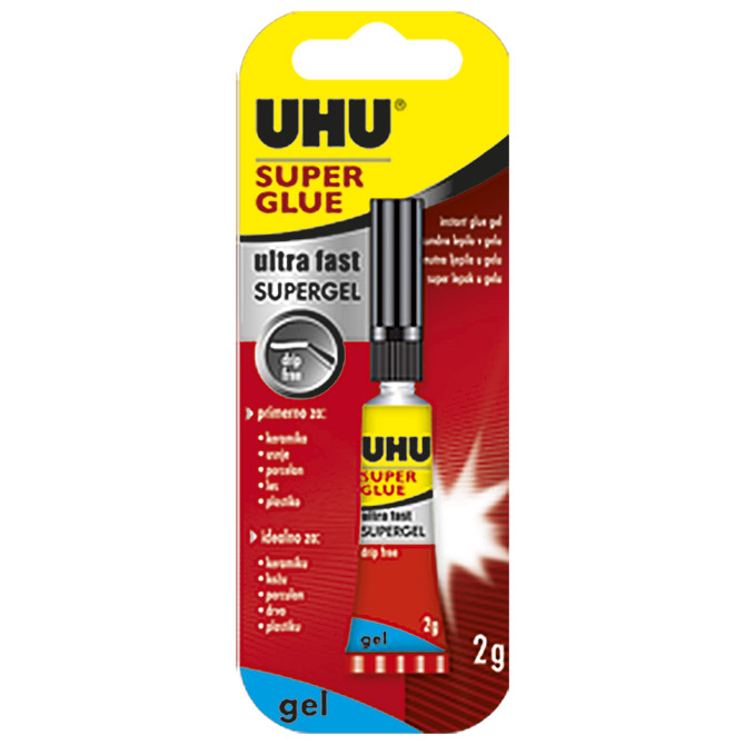 Ljepilo trenutačno 2g super glue gel uhu blister (9459)