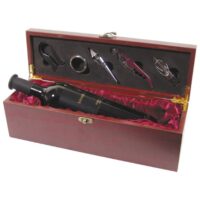 Set - kutija za vino za 1 bocu plus pribor 5 dijelova - drvena kutija sha,jm056 (10537)