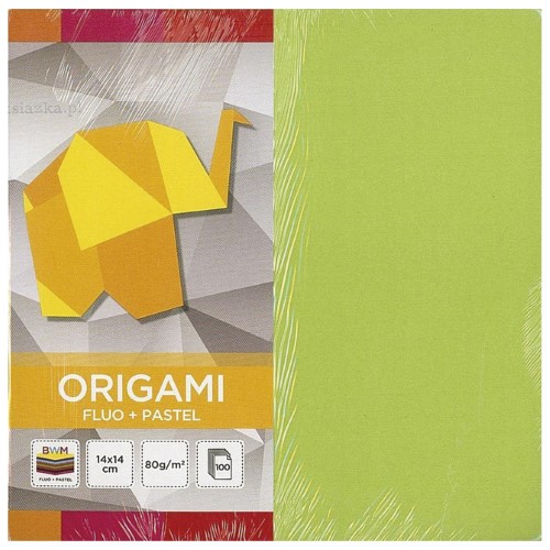 Papir origami 14x14cm 80g pk100 fluo plus pastel interdruk (12881)