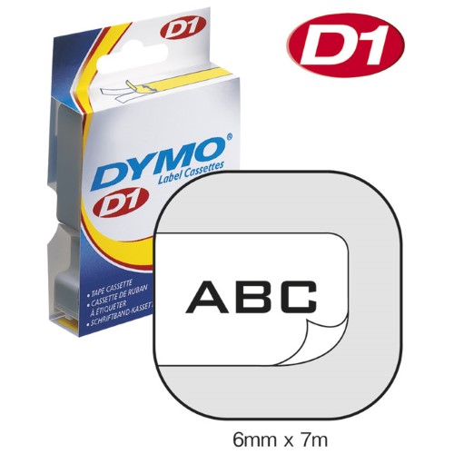 VRPCA D1 6mmx7M DYMO 43613 CRNO-BIJELA (13491)