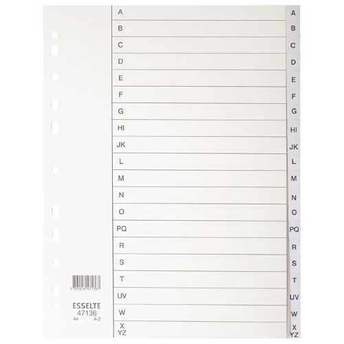 Pregrada plastična A4 a-z 20l esselte 100112 siva (13518)