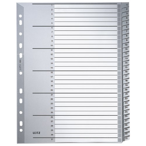 Pregrada plastična A4 brojevi 1-31 leitz 12810000 siva (13520)
