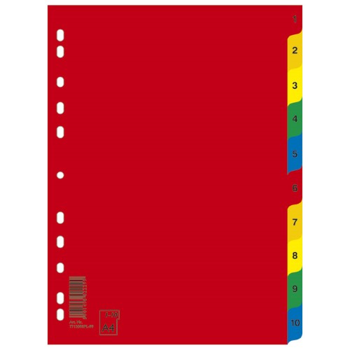 Pregrada plastična A4 brojevi 1-10 kolor donau 7712095pl-99 (14245)