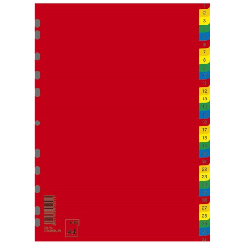 Pregrada plastična A4 brojevi 1-31 kolor donau 7736095pl-99 (14246)