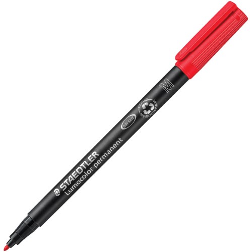 Marker permanentni 1mm reciklirani lumocolor staedtler 317-2 crveni (14549)