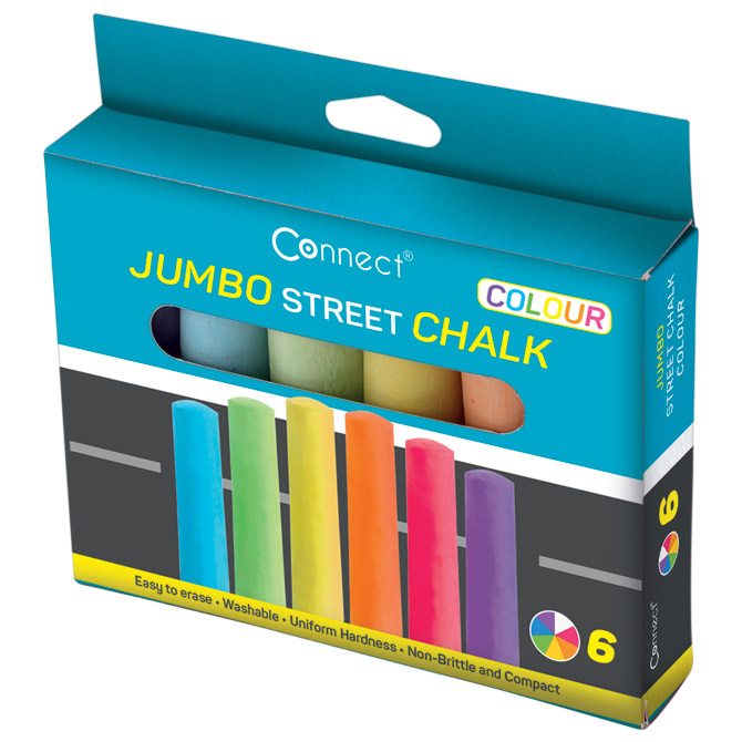 Kreda okrugla jumbo ulična 6boja connect blister (18533)