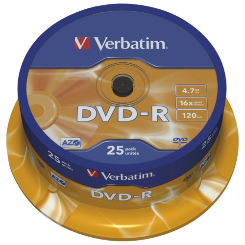 DVD-r 4,7/120 16x spindl mat silver pk25 verbatim 43522 (19001)