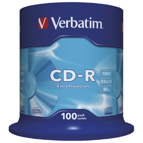CD-R 700/80 52x spindl extra protection pk100 verbatim 43411 (19187)