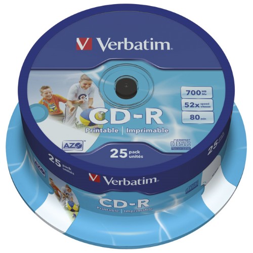 CD-R 700/80 52x spindl azo printable pk25 verbatim 43439 (19308)