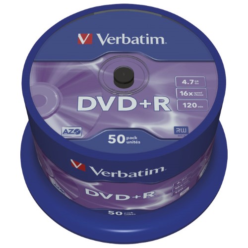 Dvd plus r 4,7/120 16x spindl mat silver pk50 verbatim 43550 (19310)