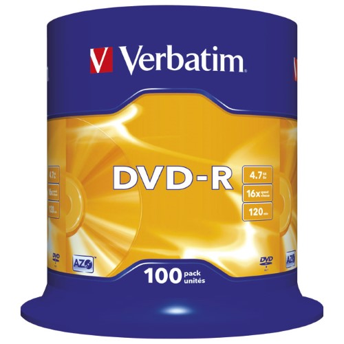 DVD-r 4,7/120 16x spindl mat silver pk100 verbatim 43549 (19314)