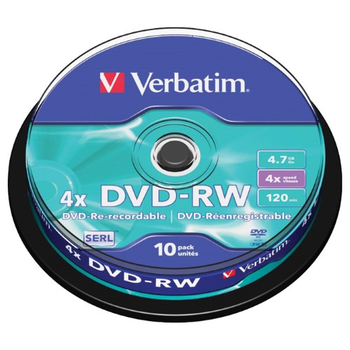 DVD-rw 4,7/120 4x spindl mat silver pk10 verbatim 43552 (19429)